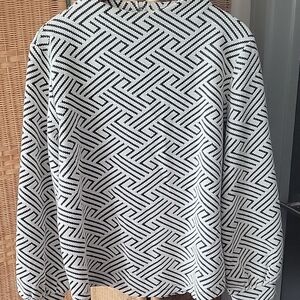 Chico's Black and White Geometric Sweater